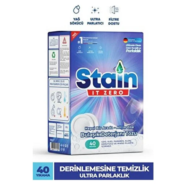 Stain It Zero Bulaşık Deterjanı Tozu 40 Yıkama 800 Gr - Görsel 6