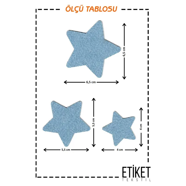 Ütü Ile Yapışan Kot Arma Patch Kot Yaması Denim Jeans Onarım & Dekoratif Amaçlı Yıldız (Buz Mavi) - Görsel 2