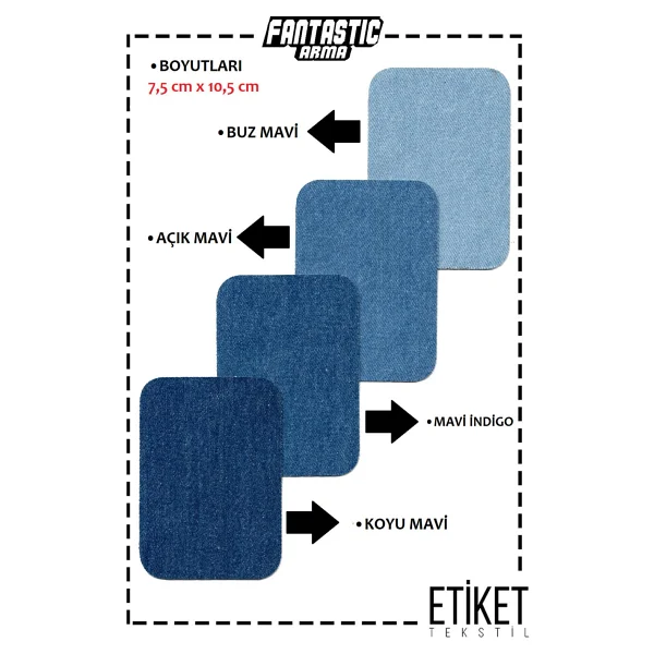 Ütü Ile Yapışan Kot Arma Patch Kot Yaması Denim Jeans Onarım & Dekoratif Amaçlı Yıldız (Buz Mavi) - Görsel 5