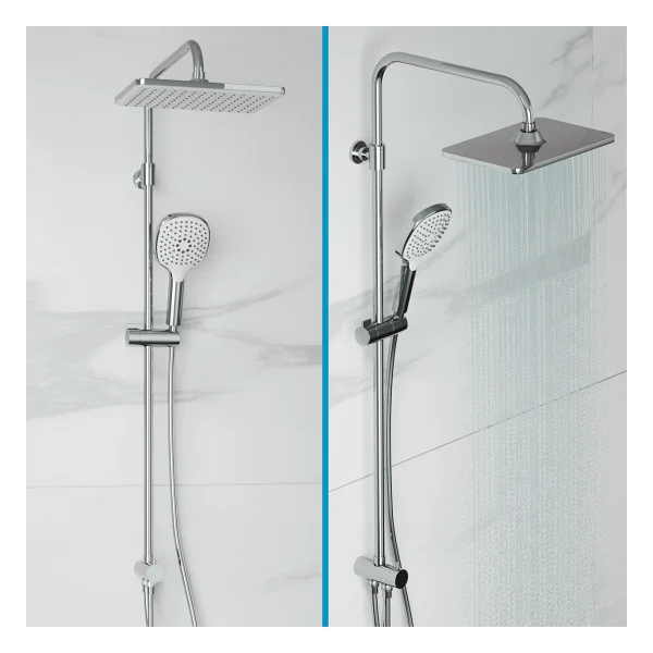 Adell Mode S Rain Tepe Duş Seti - Kare 25 Cm, 3 Fonksiyonlu, Krom (Bataryasız) - Görsel 2