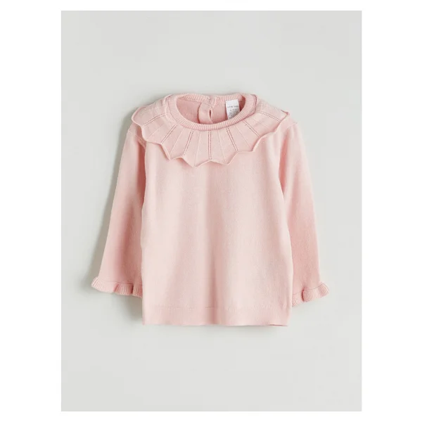 Lc Waikiki Yeni Sezon Bisiklet Yaka Kız Bebek Triko Kazak Ve Pantolon 2'li - Pembe - 9 - 12 Ay - Görsel 2