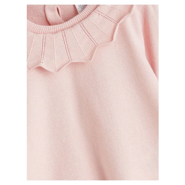 Lc Waikiki Yeni Sezon Bisiklet Yaka Kız Bebek Triko Kazak Ve Pantolon 2'li - Pembe - 9 - 12 Ay - Görsel 3