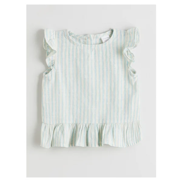 Lc Waikiki Yeni Sezon Fırfırlı Kız Bebek Müslin Bluz Ve Pantolon - Mavi - 6 - 9 Ay - Görsel 2