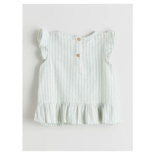 Lc Waikiki Yeni Sezon Fırfırlı Kız Bebek Müslin Bluz Ve Pantolon - Mavi - 6 - 9 Ay - Görsel 4