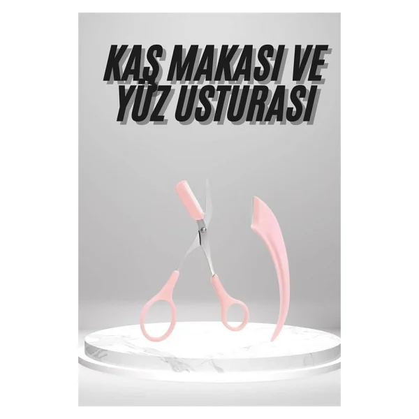 2'li Kaş Bakım Seti Taraklı Kaş Makası Ve Kaş Usturası Kaş Şekillendirici - Görsel 4