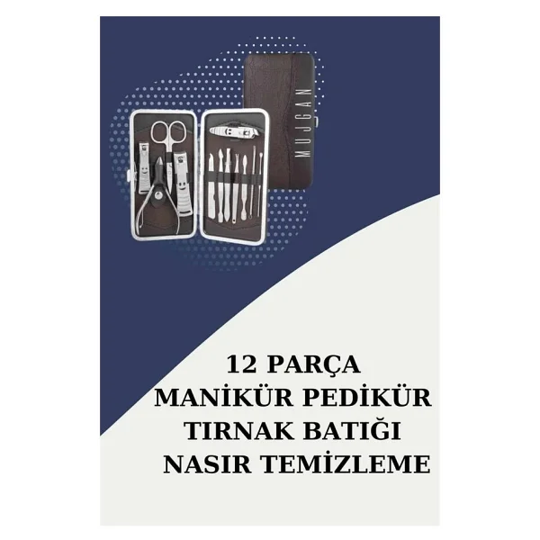 12 Parça Paslanmaz Çelik Kompakt Ve Taşınabilir Manikür Makası Tırnak Makası - Görsel 6