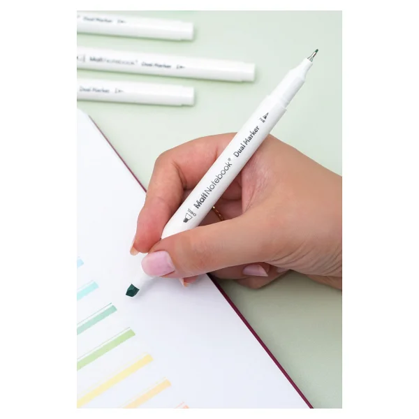 Matt Notebook 12 Renk Çift Uçlu Fosforlu Kalem Seti - Highlighter + Fineliner Pastel Renkler Dual Marker - Görsel 2