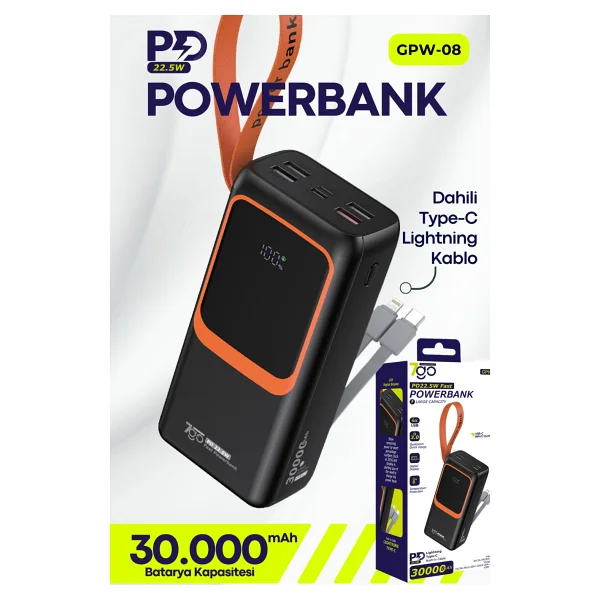 7go Gpw-08 30000 mAh Hızlı Şarj Powerbank - Görsel 5