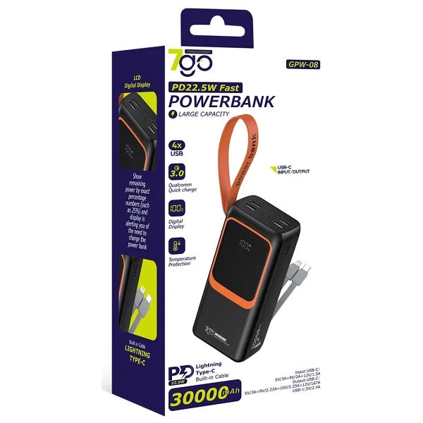 7go Gpw-08 30000 mAh Hızlı Şarj Powerbank - Görsel 3