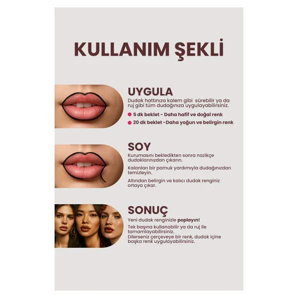 Pop Beauty Peel Off Lip Tattoo Soyulabilir Dudak Kalemi - Görsel 5