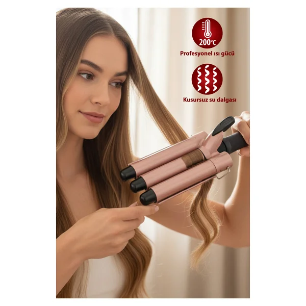 Aprilla Hızlı 3'lü Su Dalgası (Wag) Maşası 32mm - Pembe - Görsel 2