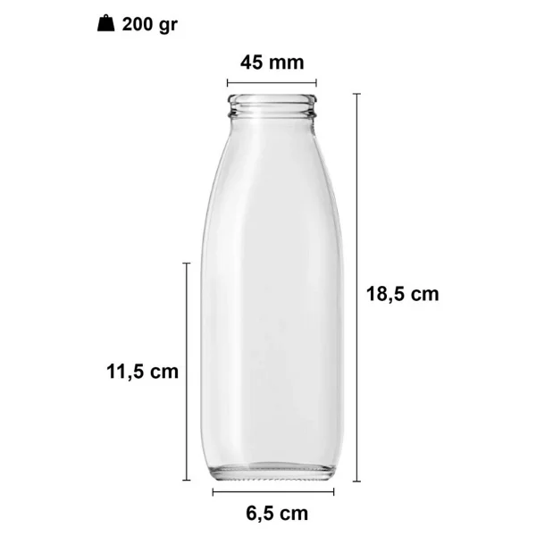 2 Adet Plastik Kapaklı 500 Ml Sürahi Süt, Ayran, Su, Limonata Meşrubat Şişesi Cam Şişe 500cc - Kırmızı - Görsel 2