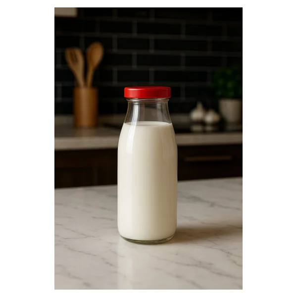 2 Adet Plastik Kapaklı 500 Ml Sürahi Süt, Ayran, Su, Limonata Meşrubat Şişesi Cam Şişe 500cc - Kırmızı - Görsel 4
