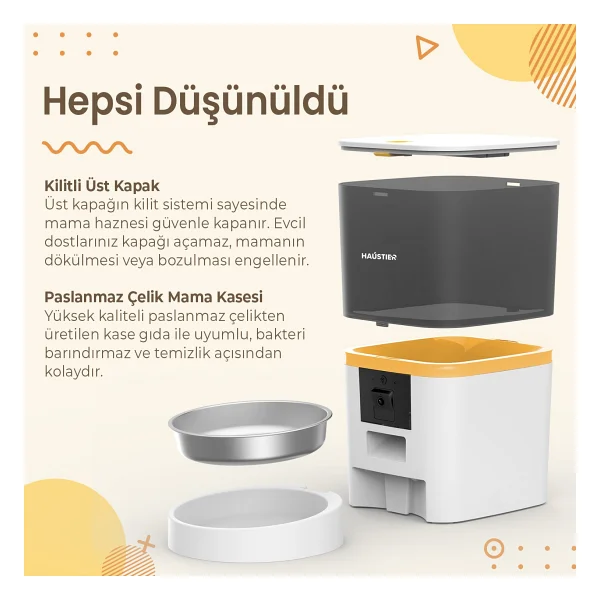 Haustier Qq009 6 Lt Beyaz Kameralı Akıllı Otomatik Mama Kabı - Görsel 3