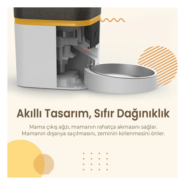 Haustier Qq009 6 Lt Beyaz Kameralı Akıllı Otomatik Mama Kabı - Görsel 4
