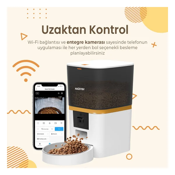 Haustier Qq009 6 Lt Beyaz Kameralı Akıllı Otomatik Mama Kabı - Görsel 6