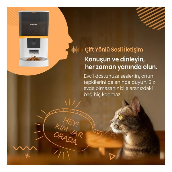 Haustier Qq009 6 Lt Beyaz Kameralı Akıllı Otomatik Mama Kabı - Görsel 9