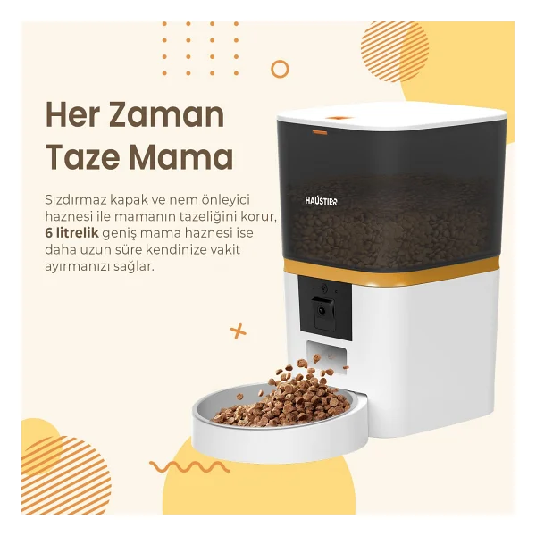 Haustier Qq009 6 Lt Beyaz Kameralı Akıllı Otomatik Mama Kabı - Görsel 10