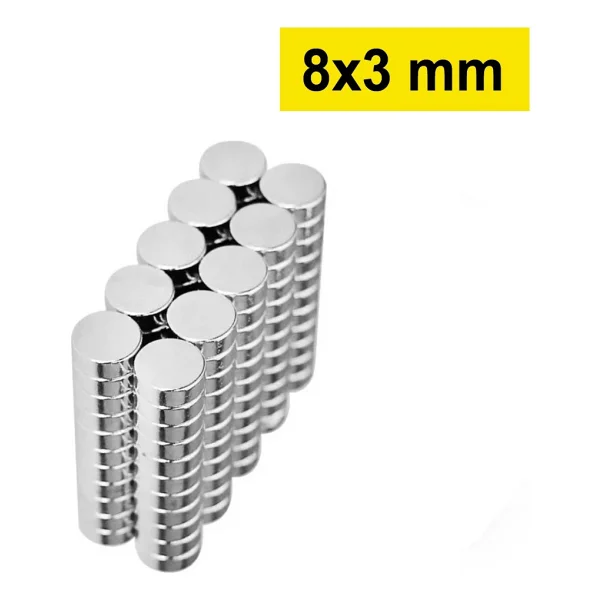 5 Adet 8x3mm Yuvarlak Neodyum Mıknatıs Güçlü Nikel Kaplamalı Kaliteli Dayanıklı Magnet - Görsel 9