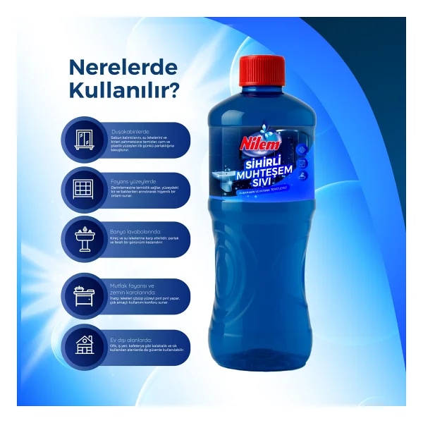 Nilem Sihirli Muhteşem Sıvı Duşakabin Ve Fayans Temizleyici 1 Lt 2'li - Görsel 3
