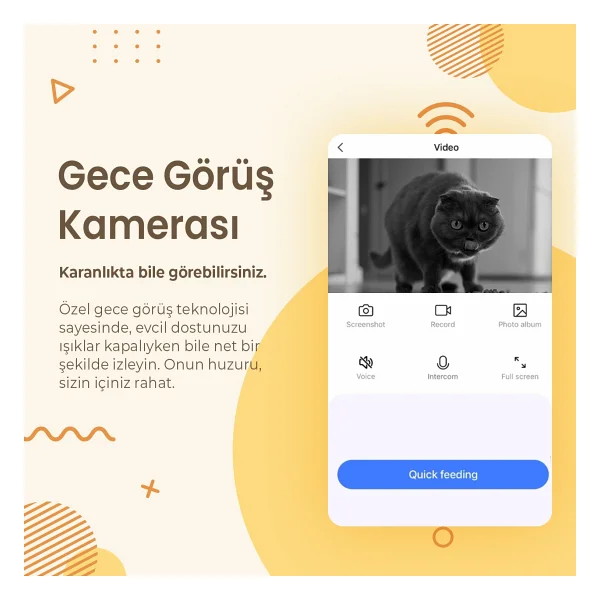 Haustier Qq005 6 Lt Siyah Kameralı Akıllı Otomatik Mama Kabı - Görsel 2