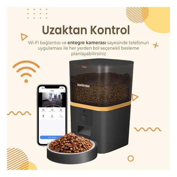 Haustier Qq005 6 Lt Siyah Kameralı Akıllı Otomatik Mama Kabı - Görsel 6