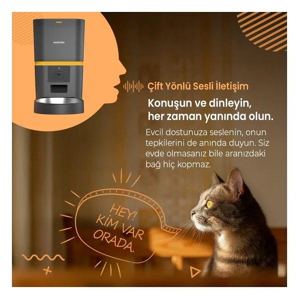 Haustier Qq005 6 Lt Siyah Kameralı Akıllı Otomatik Mama Kabı - Görsel 7
