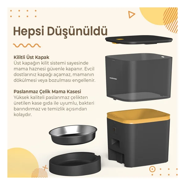 Haustier Qq005 6 Lt Siyah Kameralı Akıllı Otomatik Mama Kabı - Görsel 9