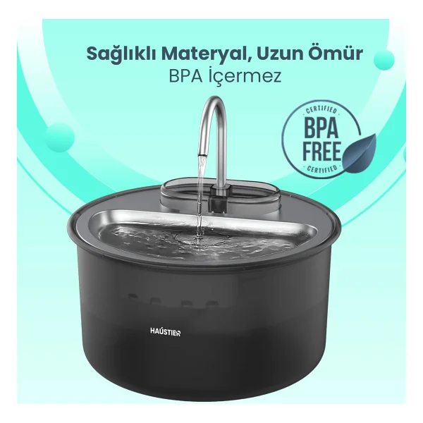 Haustier Wf009ls Siyah Otomatik Kedi Su Pınarı - Görsel 5