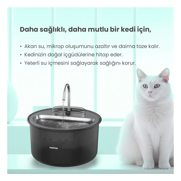 Haustier Wf009ls Siyah Otomatik Kedi Su Pınarı - Görsel 10