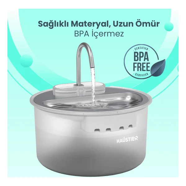Haustier Wf009ls Beyaz Otomatik Kedi Su Pınarı - Görsel 5
