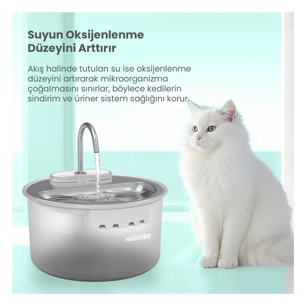 Haustier Wf009ls Beyaz Otomatik Kedi Su Pınarı - Görsel 8