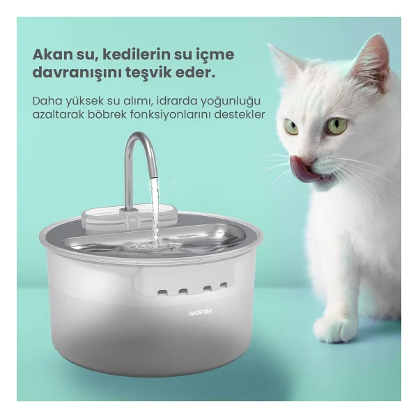 Haustier Wf009ls Beyaz Otomatik Kedi Su Pınarı - Görsel 9