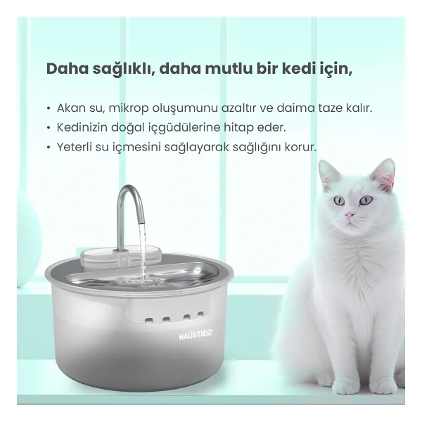 Haustier Wf009ls Beyaz Otomatik Kedi Su Pınarı - Görsel 10