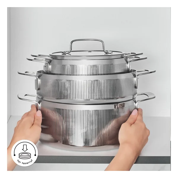 Karaca Power Steel 316+ 3ply Apollo 8 Parça Çelik Tencere Seti - Görsel 10
