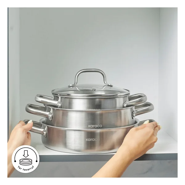 Karaca Power Steel 316+ 3Ply Akita 7 Parça Çelik Tencere Seti - Görsel 10