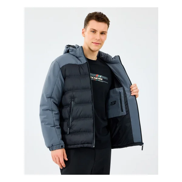 Skechers Outerwear Padded S242033 Kapüşonlu Erkek Şişme Mont - Görsel 4