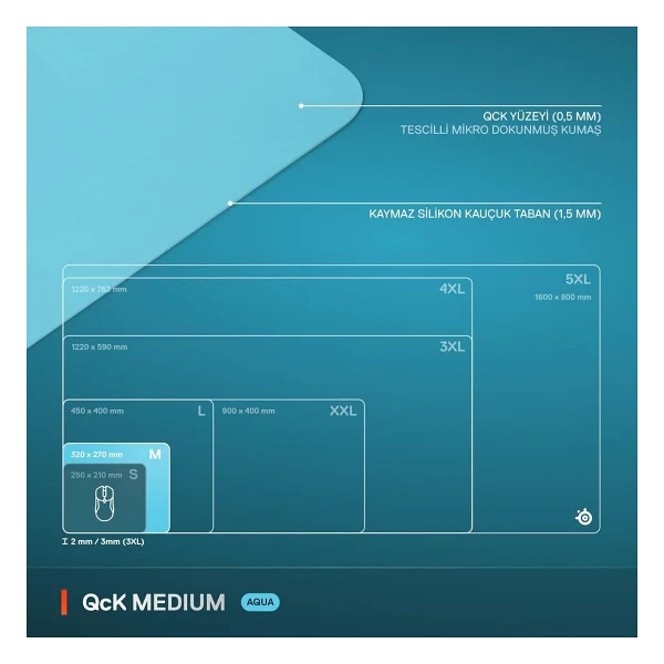 Steelseries Qck Mavi Medium Oyuncu Mouse Pad - Görsel 5