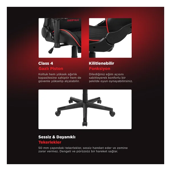Rampage Kl-R16 Drape Üst Seviye Terletmez Kumaş Oyuncu Koltuğu - Görsel 7