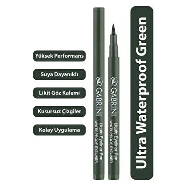 Gabrini Likit Yeşil Eyeliner Liquid Eyeliner Pen - Görsel 2