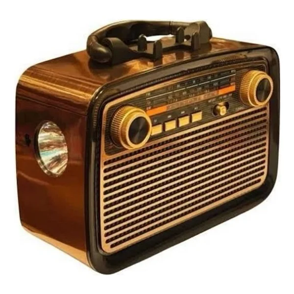 Nostalji Radyo Bluetooth Hoparlör USB-Sd Kart Giriş LED Fener Işıklı Bataryalı Pilli - Görsel 10