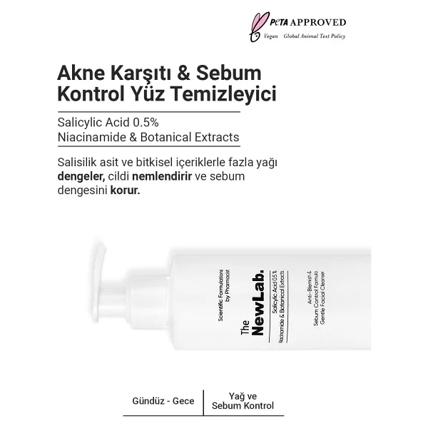 The Newlab Akne Karşıtı & Sebum Kontrol Yüz Temizleyici 200 Ml - Görsel 6