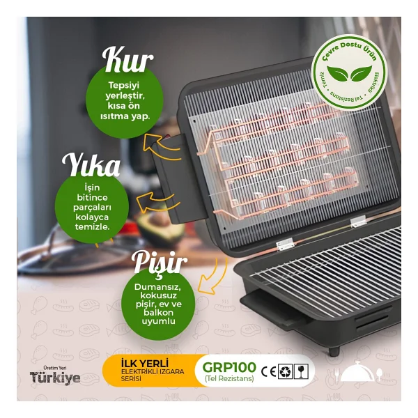 Avrasya Grill Grp100 Tel Rezistans - Siyah - Görsel 3