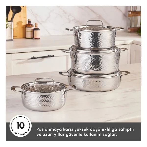 Karaca Power Steel 316+ 3ply Voyager 8 Parça Çelik Tencere Seti - Görsel 7