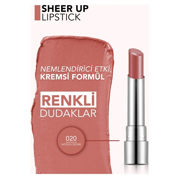 Flormar Sheer Up Parlak Bitişli Nemlendirici 020 Hidden Desire Stick Ruj - Görsel 5