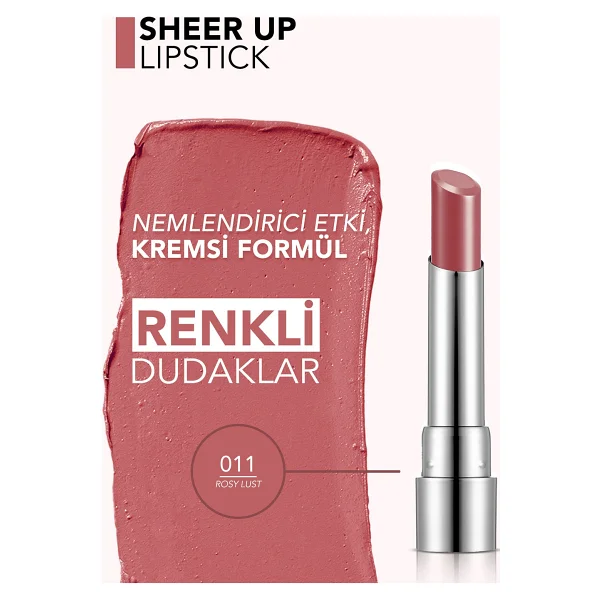 Flormar Sheer Up Parlak Bitişli Nemlendirici 011 Rosy Lust Stick Ruj - Görsel 4