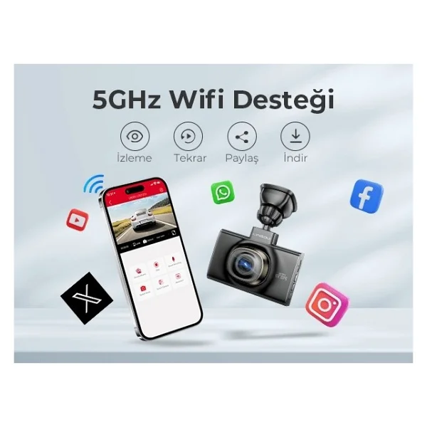 Lingdu Ld02 5k 3 İnç Ekran 150° 2 Kameralı 64gb Araç İçi Kamera (Türkiye'de İlk Kamera) - Görsel 4