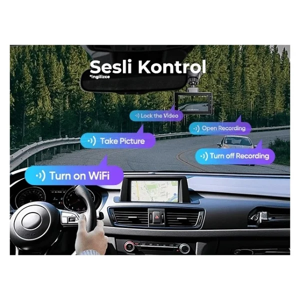 Lingdu Ld02 5k 3 İnç Ekran 150° 2 Kameralı 64gb Araç İçi Kamera (Türkiye'de İlk Kamera) - Görsel 7