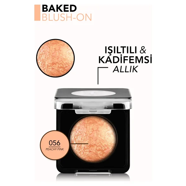 Flormar Baked Blush-On Yüksek Pigmentli & Doğal Işıltılı 056 Peachy Pink Allık - Görsel 3