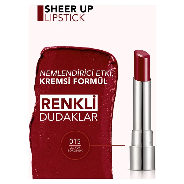 Flormar Sheer Up Parlak Bitişli Nemlendirici 015 Go For Bordeaux Stick Ruj - Görsel 6